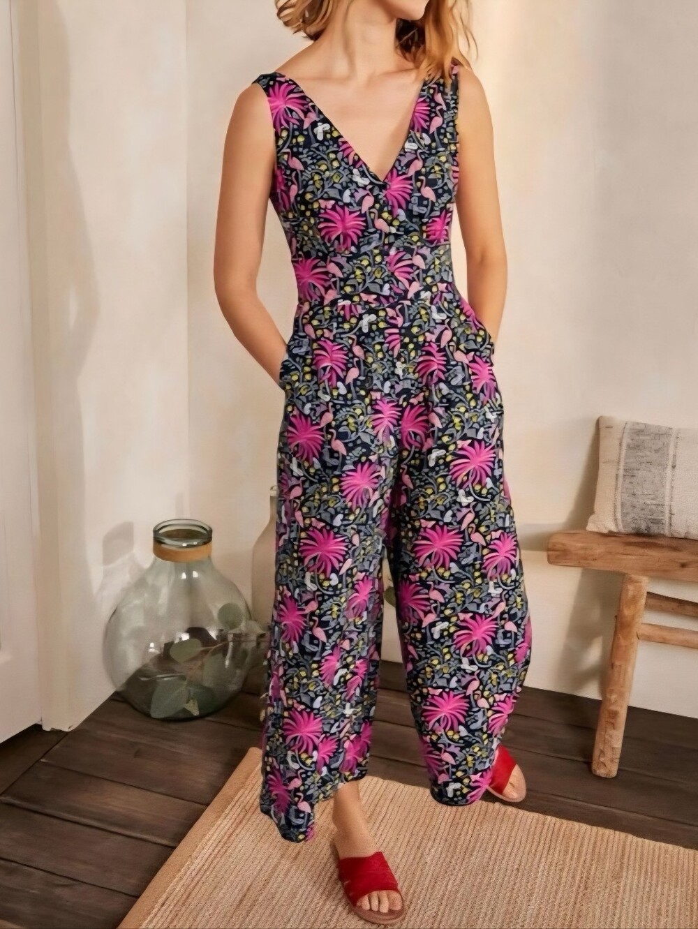 Boden Jemima Tropical Charm Wide-leg Jumpsuit (Size 10) - Picture 9 of 9
